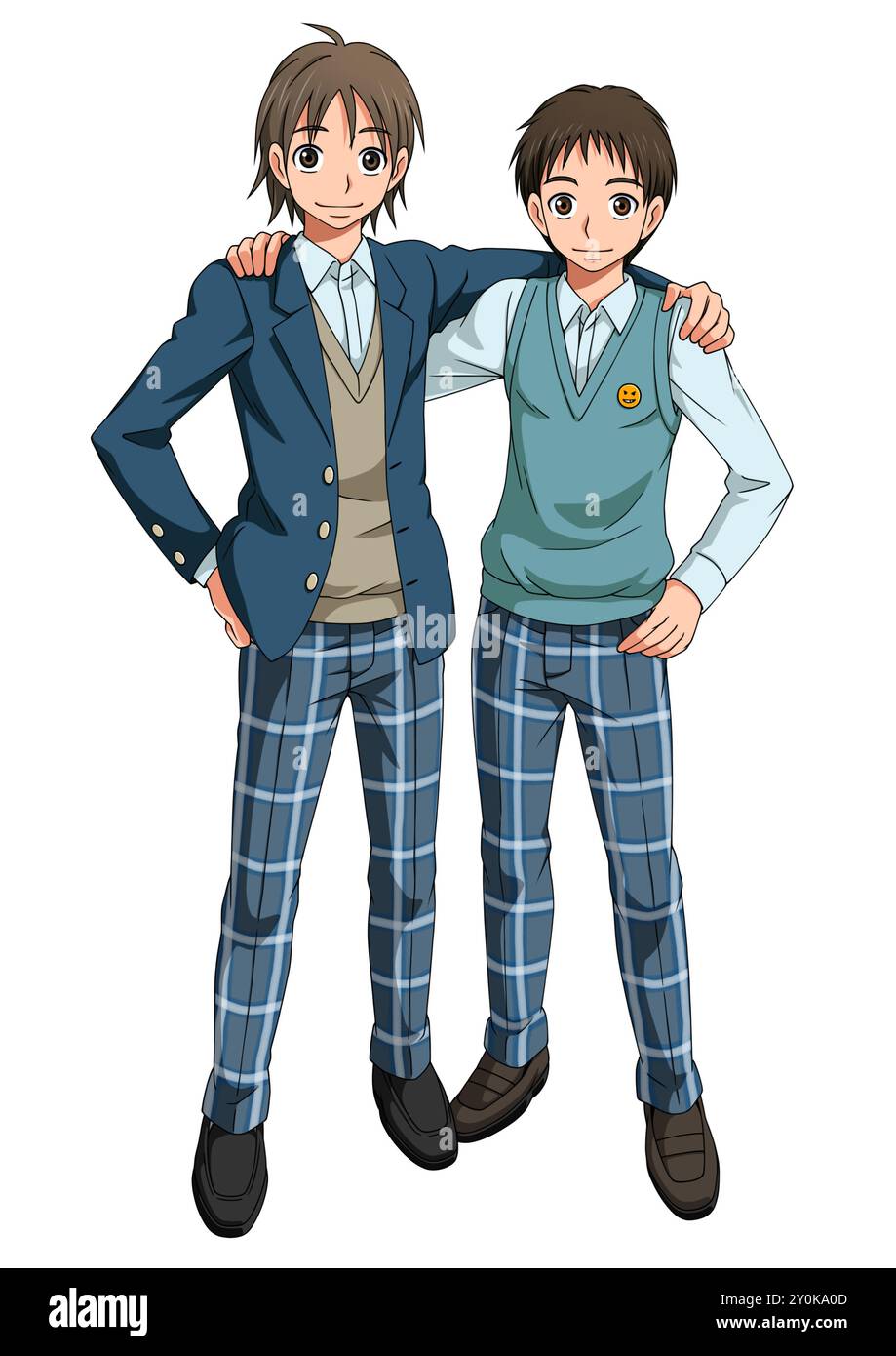 Männliche Schüler legen sich die Arme um die Schultern Stockfoto