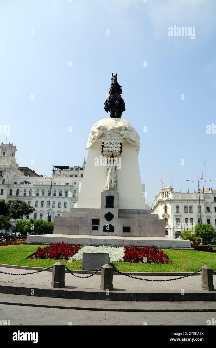 Statue von General San Martin auf dem San Martin Platz Stockfoto