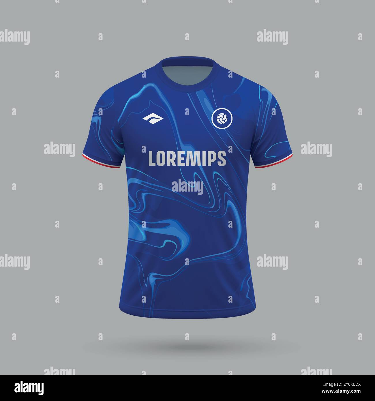 Realistisches 3D-Fußballtrikot im Chelsea-Stil, Vorlage für Fußballtrikot Stock Vektor