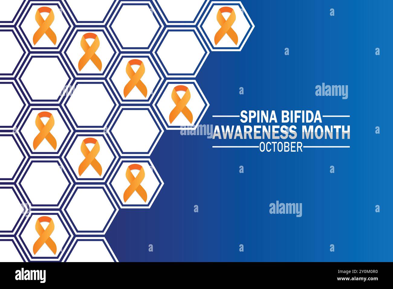 Spina bifida Awareness Month Oktober Hintergrundbild mit Formen und Typografie, Banner, Karte, Poster, Vorlage. Spina bifida Awareness Month, Hintergrund Stock Vektor