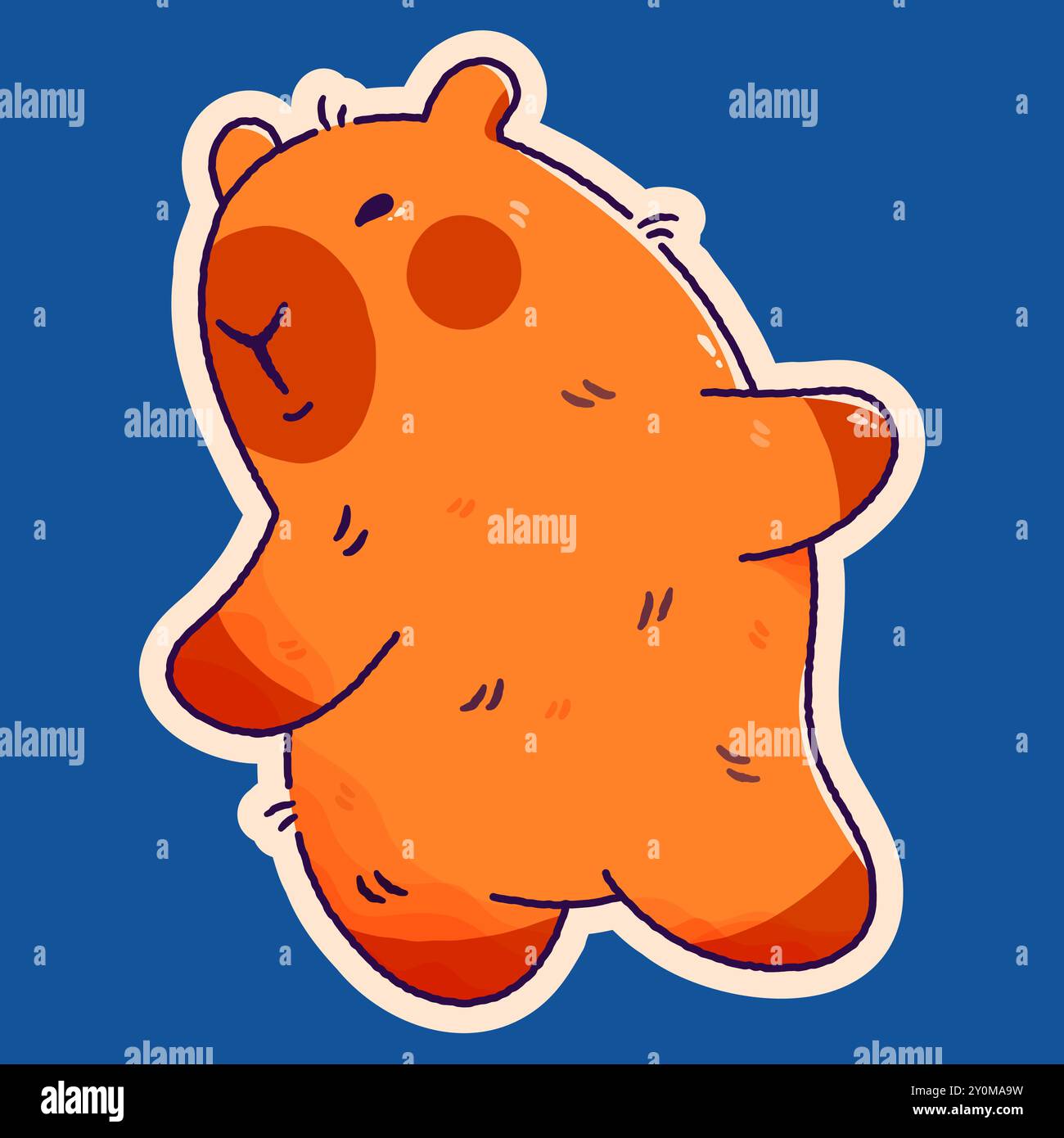 Kindlicher Plüschaufkleber kawaii capybara. Stock Vektor