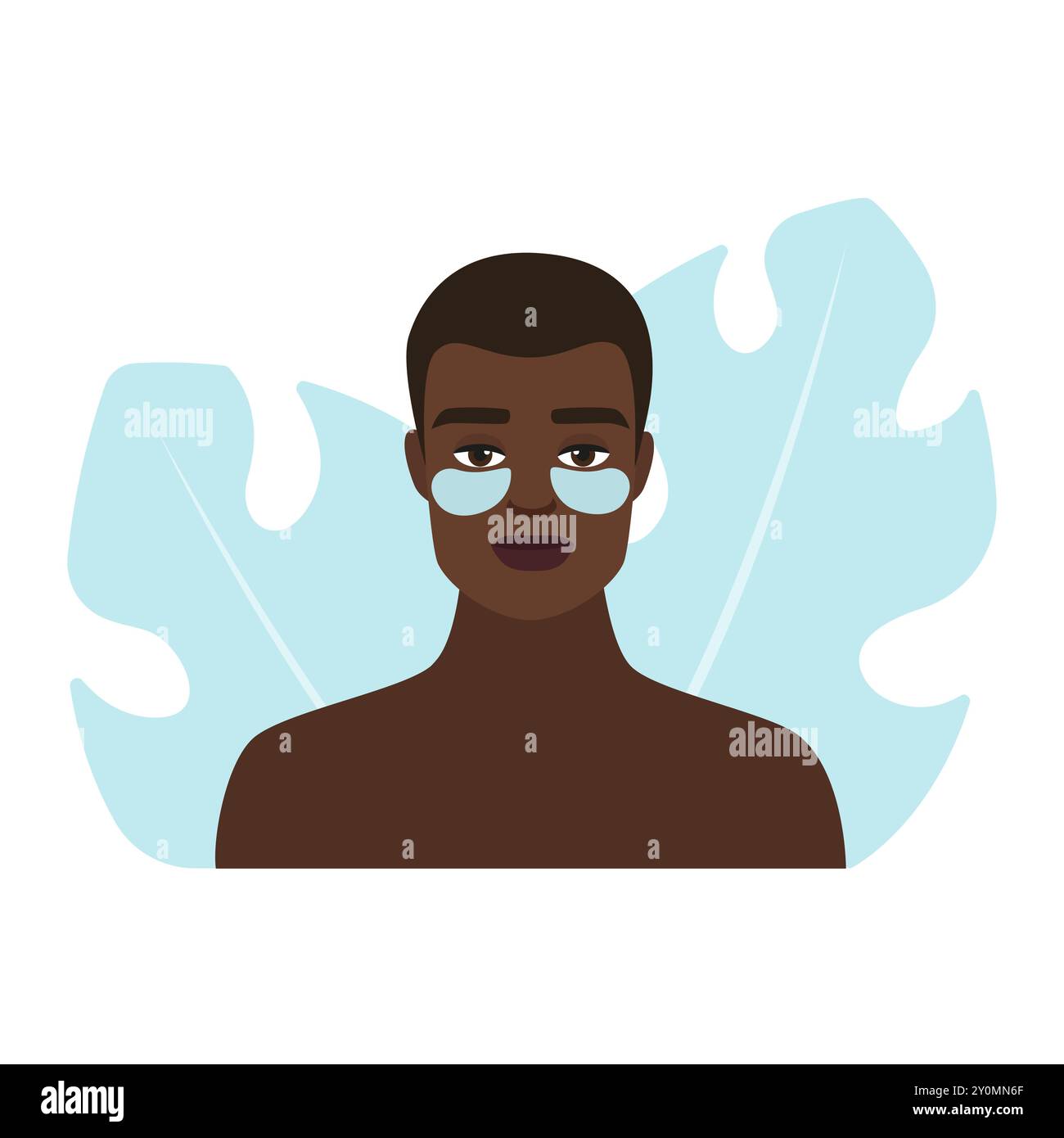 Detaillierte Vektorillustration eines Mannes mit Augenflecken zur Hautpflege. Stock Vektor