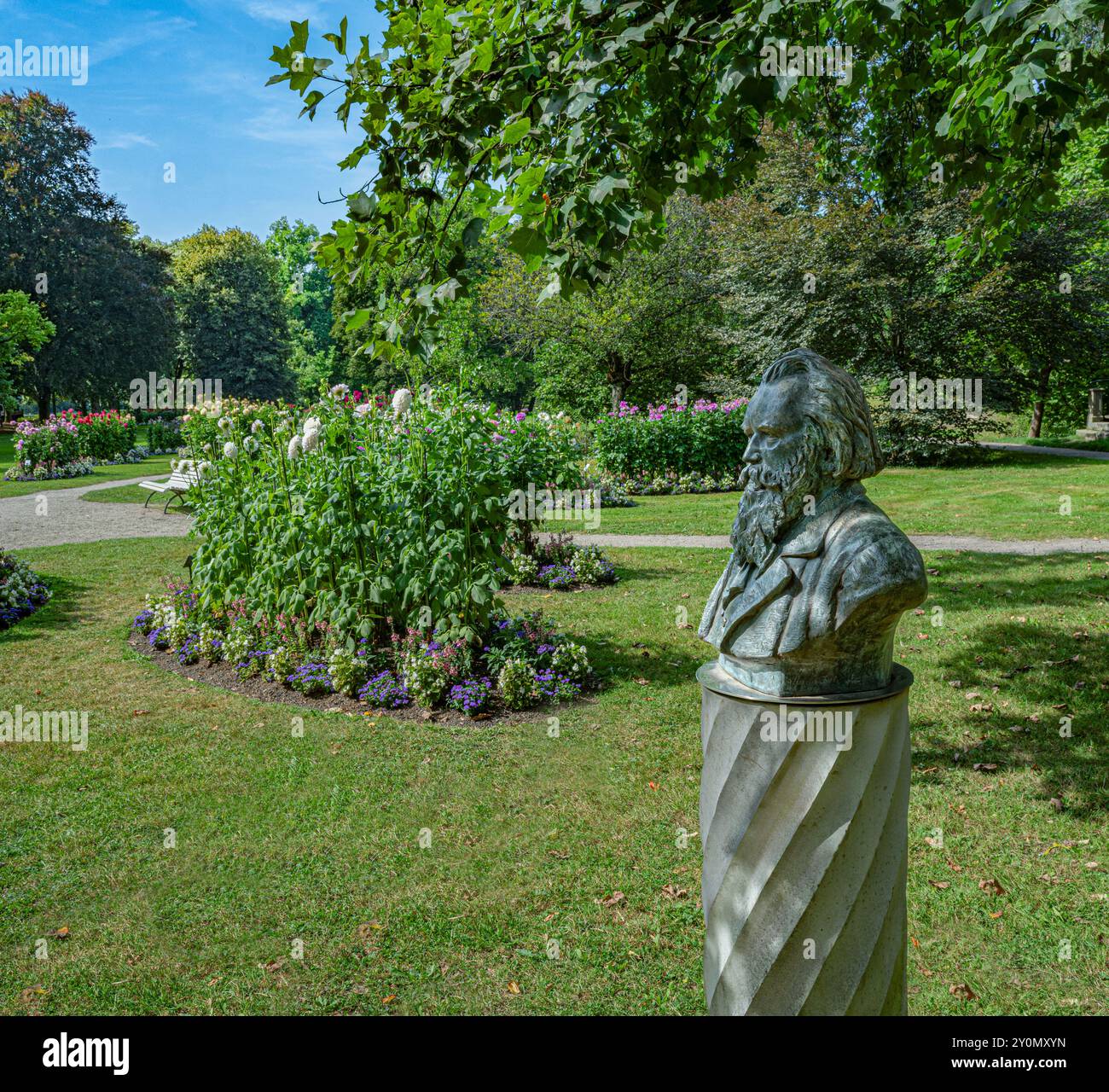 Brahms-Büste in der Stadt ​​Park in Baden-Baden. Deutschland, Europa Stockfoto