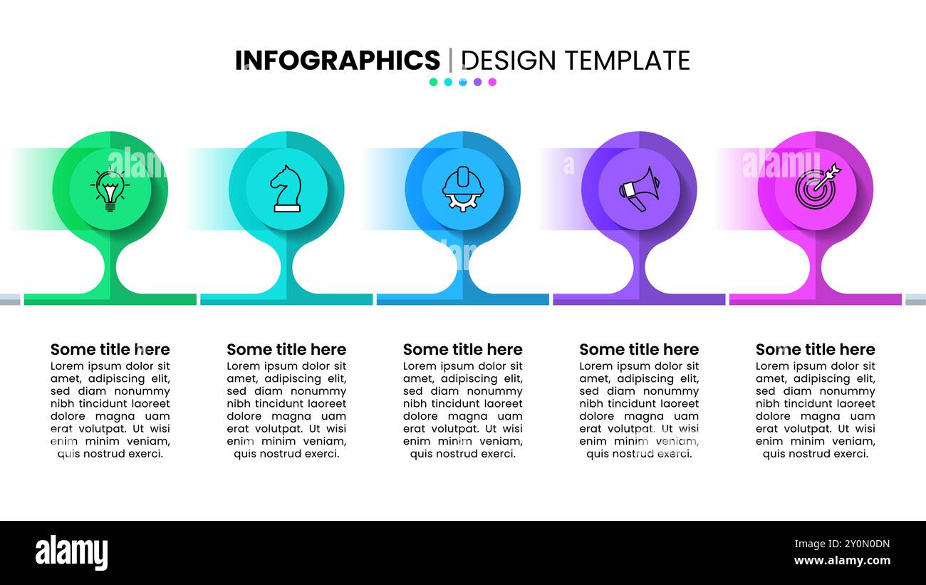 Infografik-Vorlage mit Symbolen und 5 Optionen oder Schritten. Kann für Workflow-Layout, Diagramm, Banner, webdesign verwendet werden. Vektorgrafik Stock Vektor