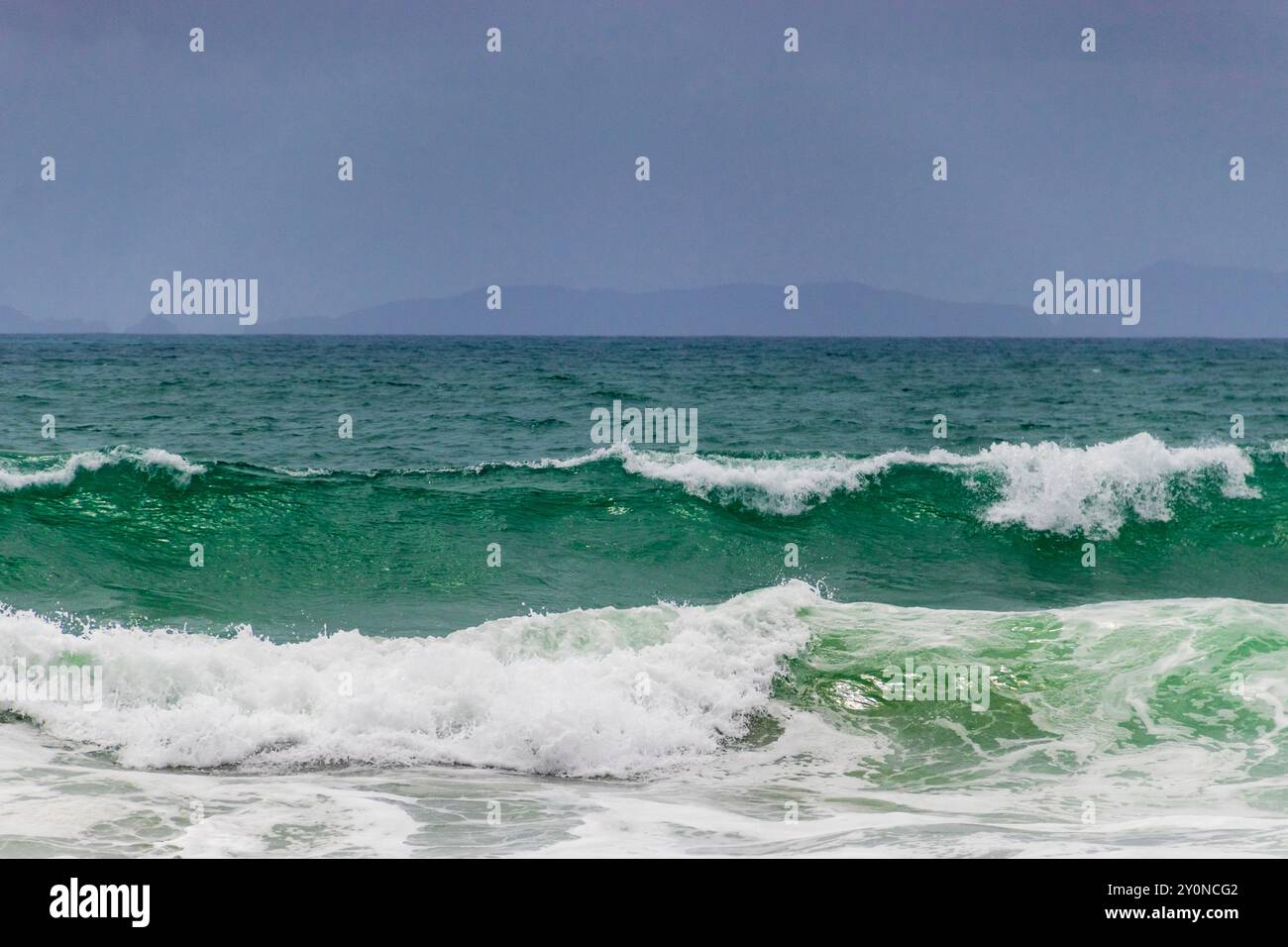 Ist ein wahres Paradies für Strandliebhaber, und sein kristallklares Wasser ist eine der größten Attraktionen. Gelegen an der Westküste des Nordens Neuseelands Stockfoto