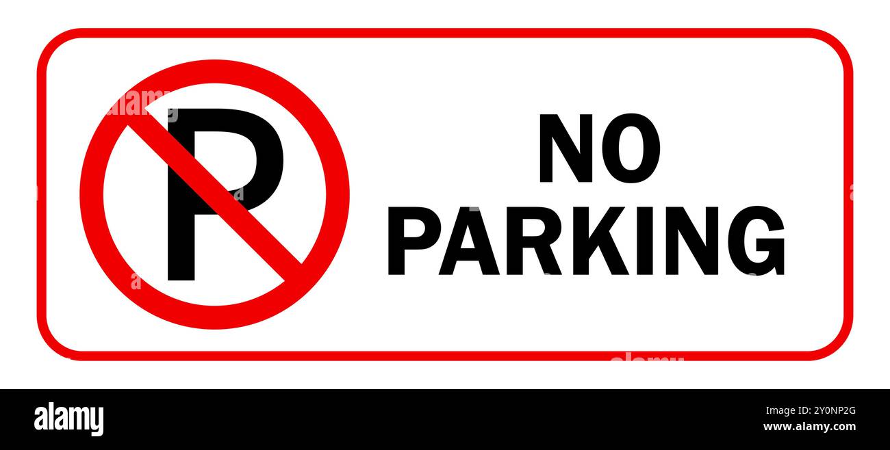 Symbol „kein Fahrzeug erlaubt“. Kein Parkschild. Isoliertes Vektorsymbol Stock Vektor