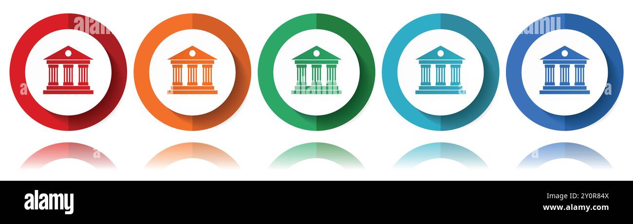 Museum-Vektor-Symbole, flaches Symbol-Set für Logo-Design, Webdesign und mobile Anwendungen, bunte Web-Button-Sammlung in eps 10 Stock Vektor