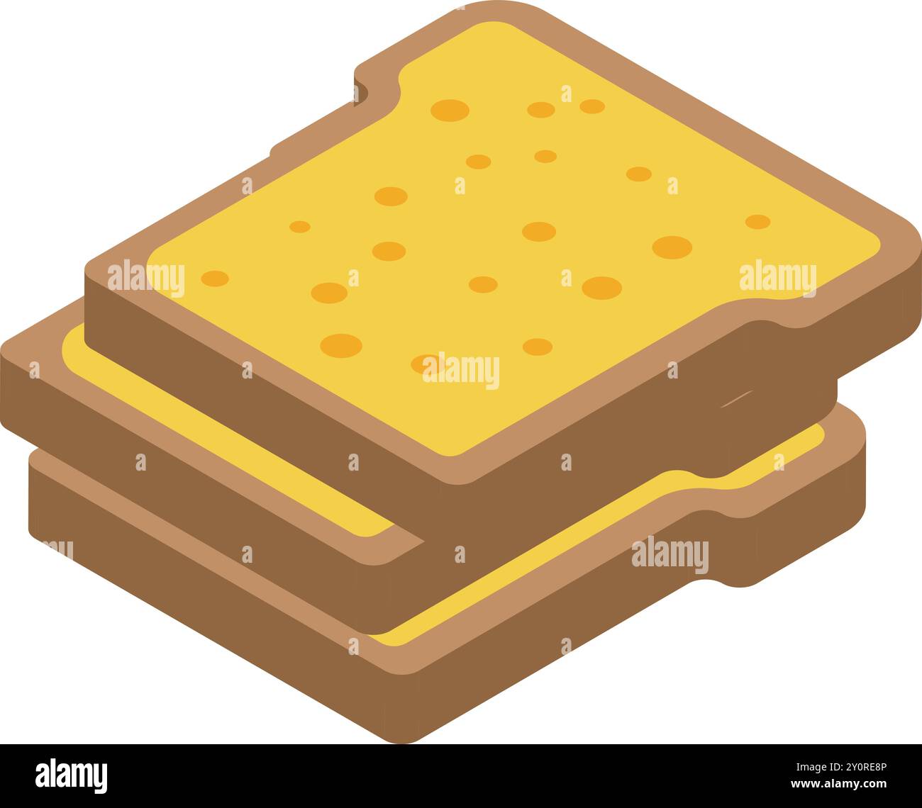 Zwei Scheiben Toastbrot bilden ein isometrisches Symbol für Sandwichbrot Stock Vektor