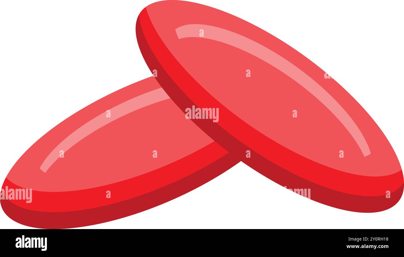 Zwei rote Blutkörperchen fließen in den Blutkreislauf und transportieren Sauerstoff durch den Körper Stock Vektor