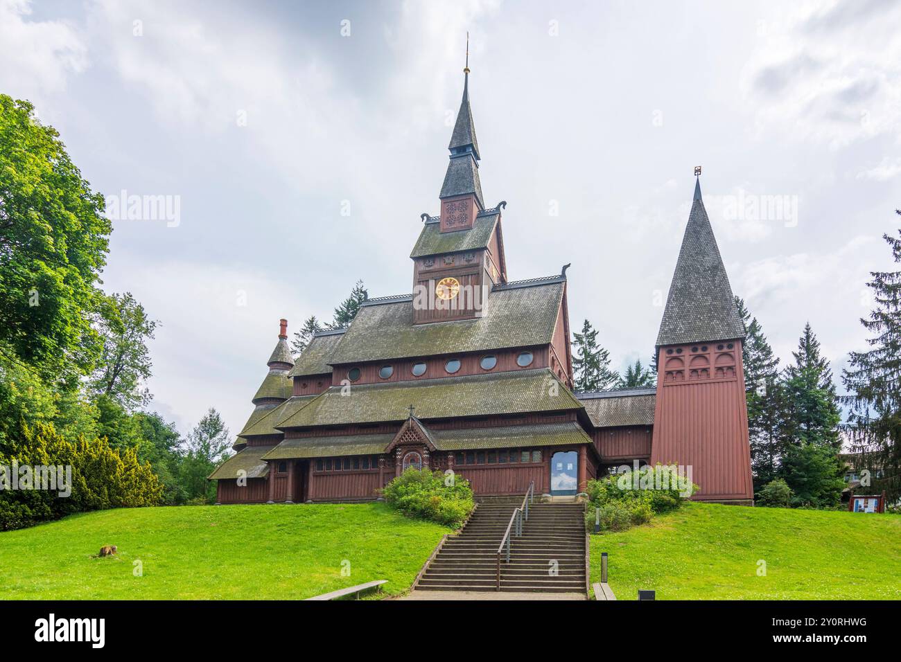 Gustav-Adolf-Stabkirche im Weiler Hahnenklee-Bockswiese Goslar Harz Niedersachsen, Niedersachsen Deutschland Stockfoto