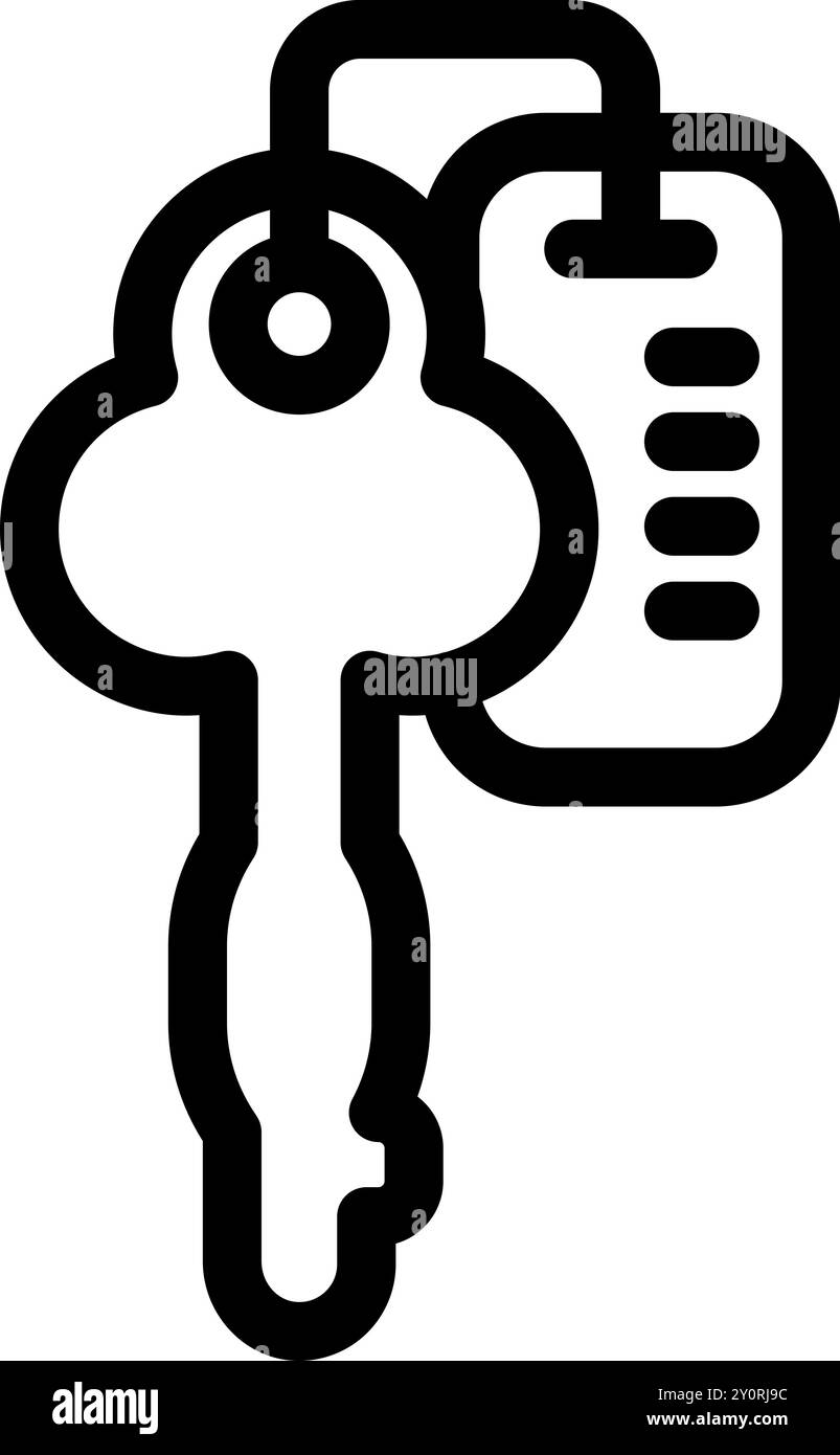 Einfaches Schlüsselsymbol mit angebrachter Schlüsselkarte, nützlich für Hotels, Reisen und Urlaub Stock Vektor