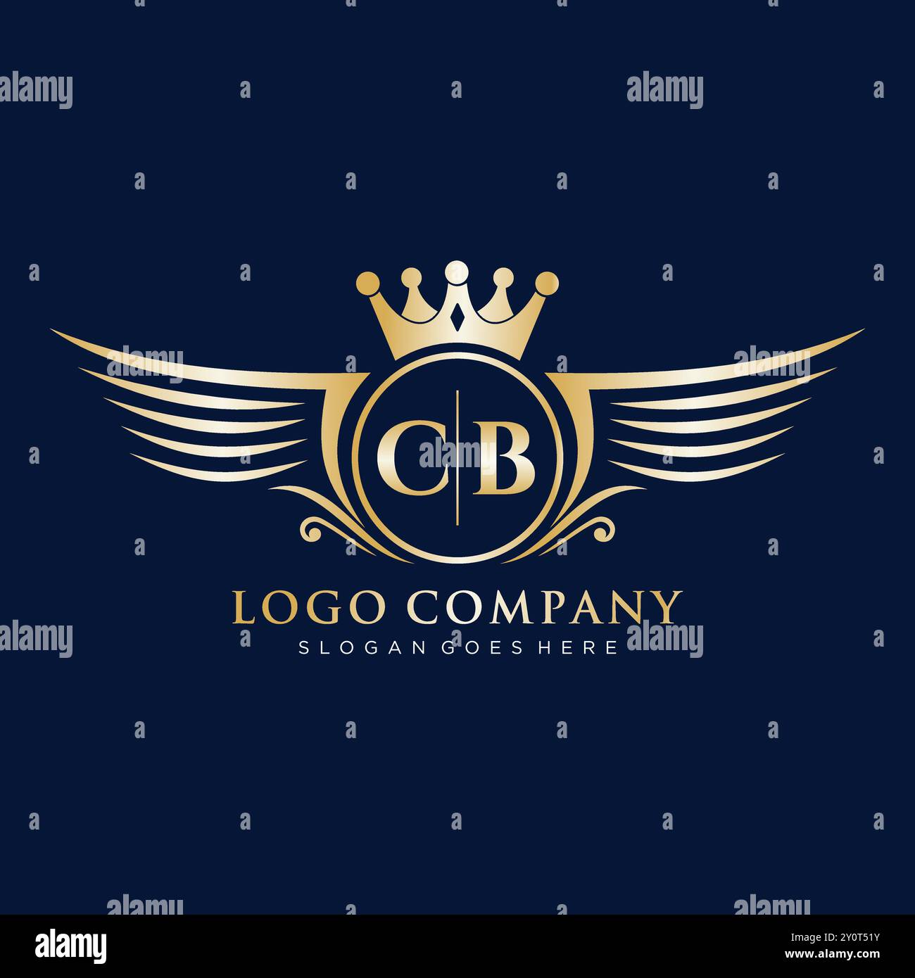 CB Letter Initial mit Royal Wing Logo Stock Vektor