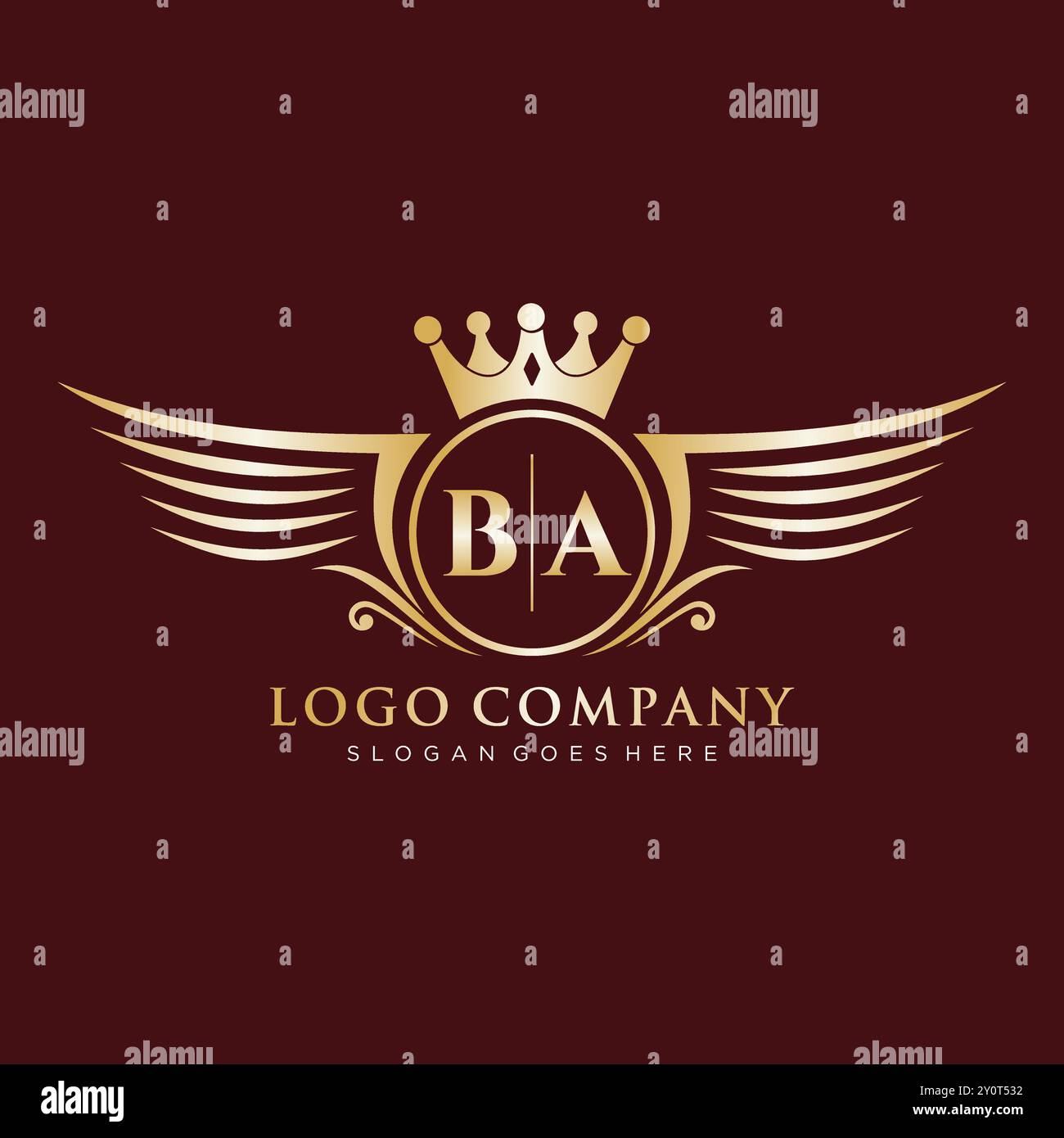BA Letter Initial mit Royal Wing Logo Stock Vektor