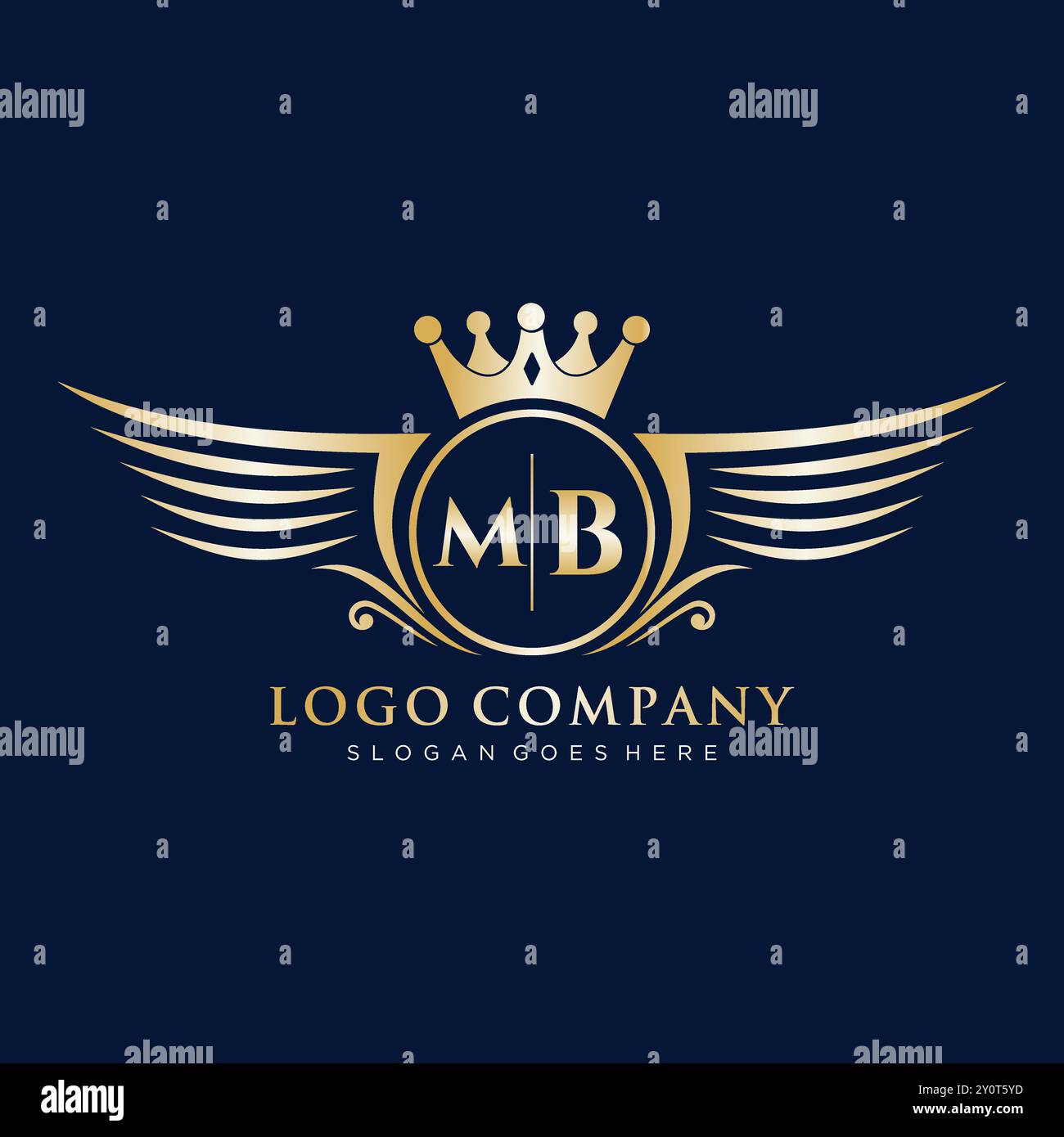 MB Letter Initial mit Royal Wing Logo Stock Vektor