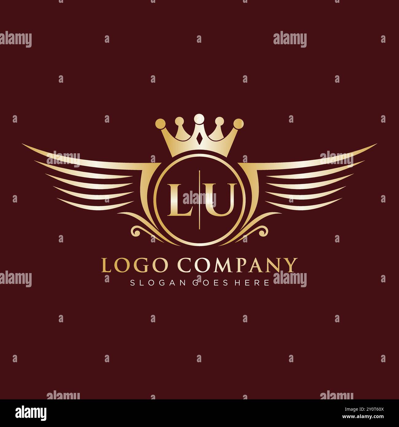 LU Letter Initial mit Royal Wing Logo Stock Vektor