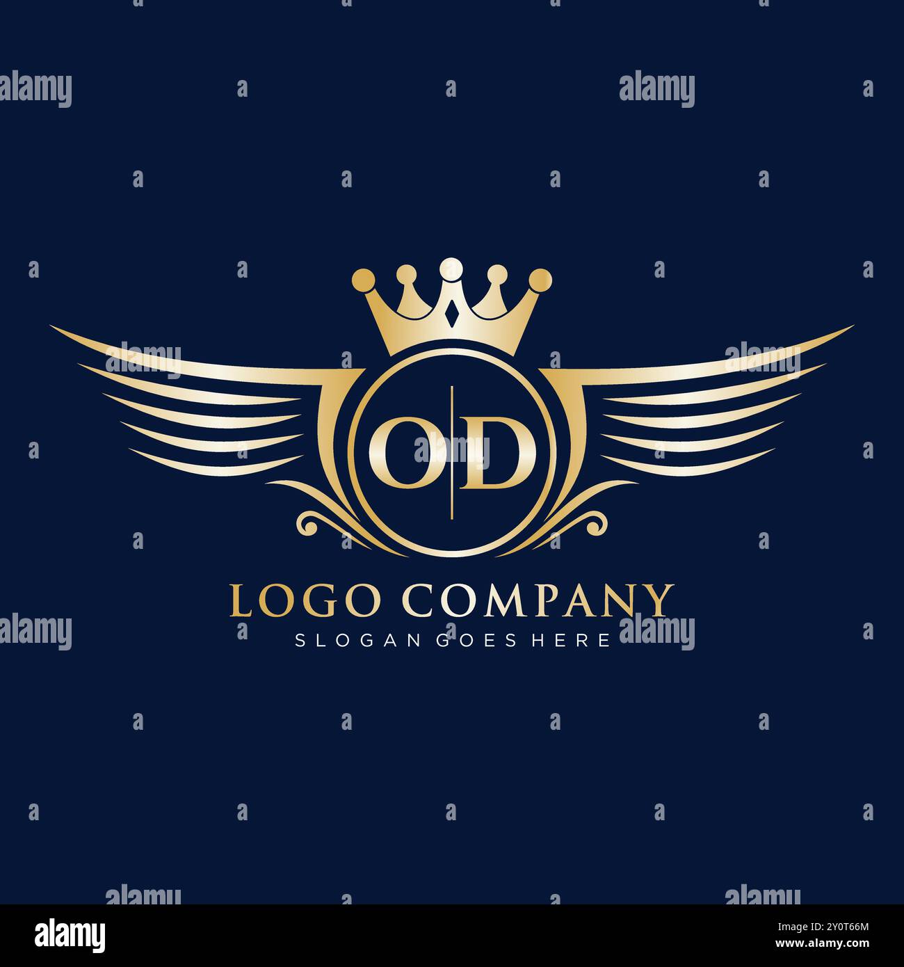 Initiale des OD-Letters mit Royal Wing-Logo Stock Vektor