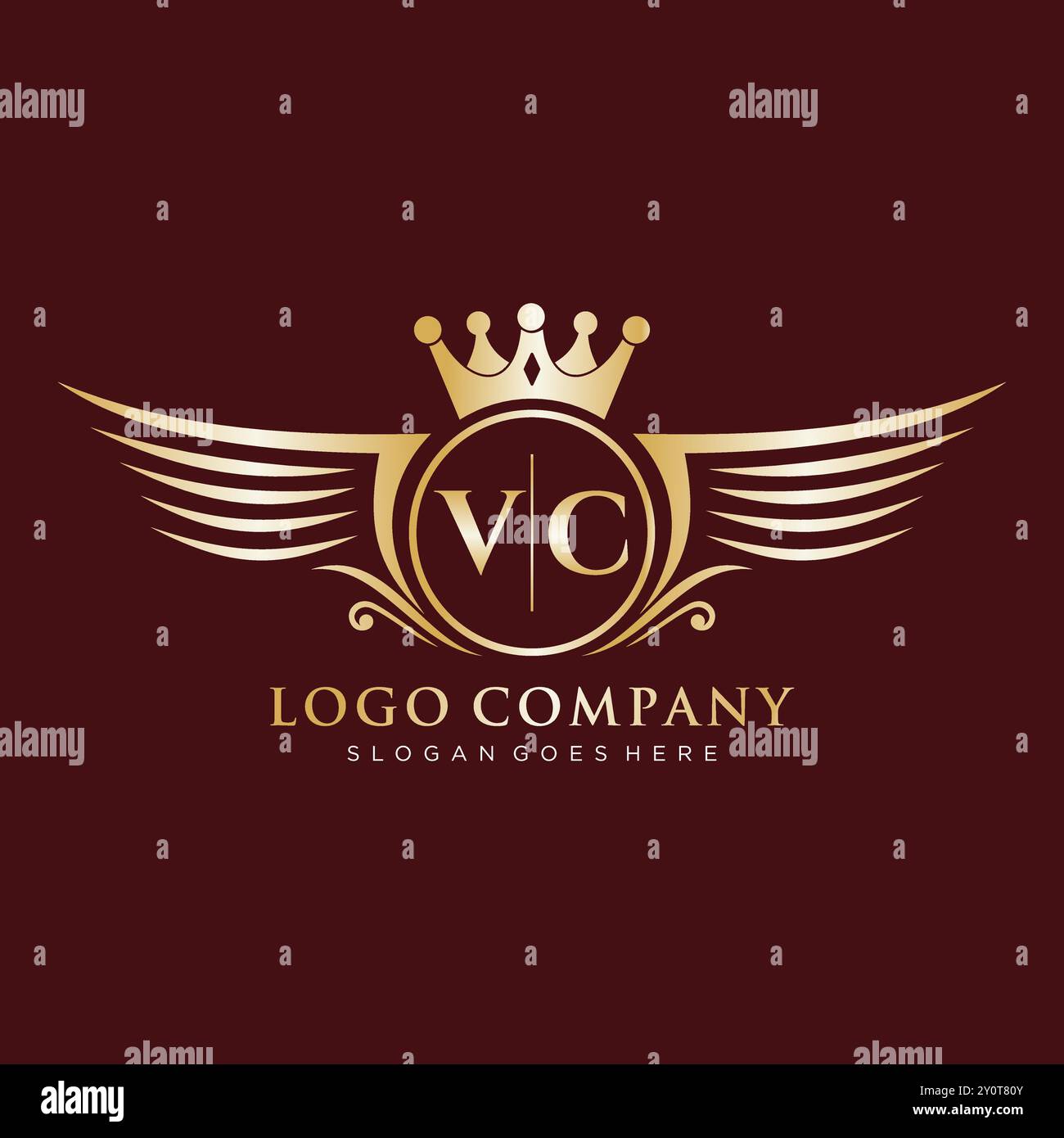 VC Letter Initial mit Royal Wing Logo Stock Vektor