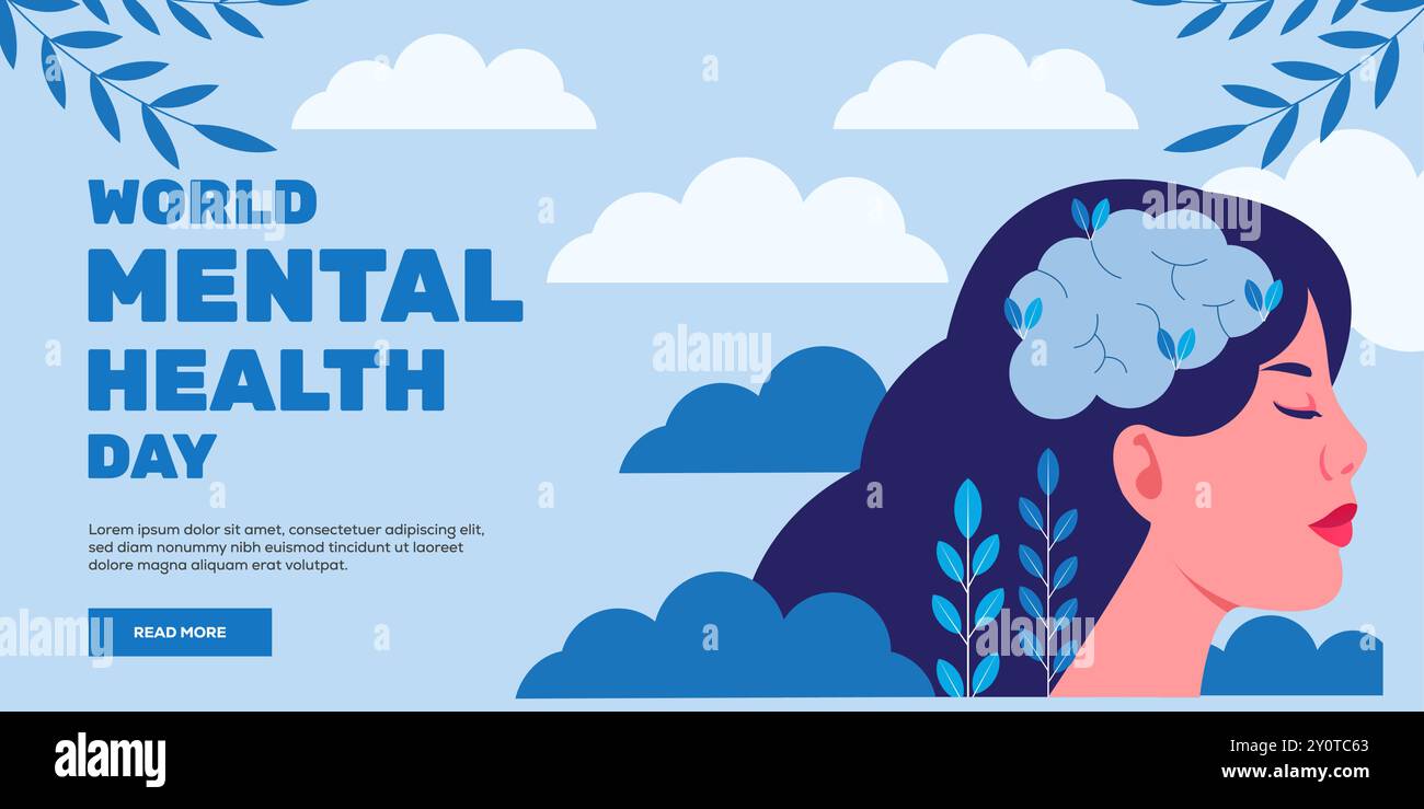 Horizontale Banner-Illustration des Welttages der psychischen Gesundheit Stock Vektor