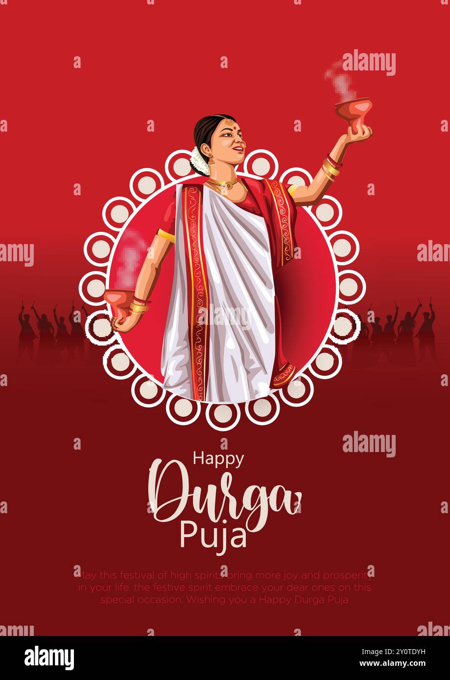 indischer Gott durga in Happy Durga Puja Subh Navratri Hintergrund. vektor-Illustration Stock Vektor