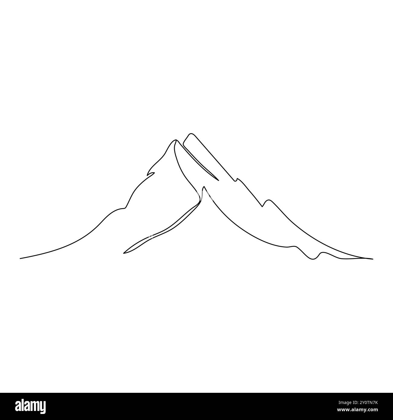 Einzelne kontinuierliche Linie Zeichnung Berge Umriss Vektor Kunst Illustration Gebirgsbereich kontinuierliche eine Linie Zeichnung einfache Linie Zeichnung von Bergen Stock Vektor