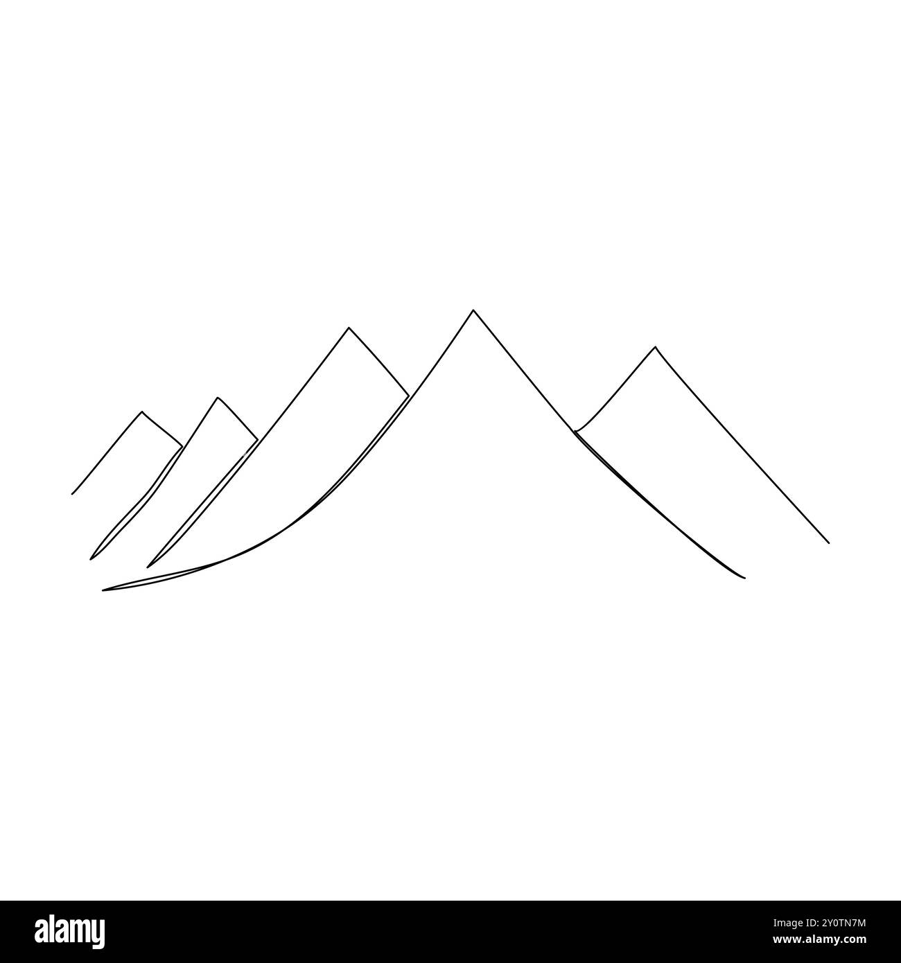 Einzelne kontinuierliche Linie Zeichnung Berge Umriss Vektor Kunst Illustration Gebirgsbereich kontinuierliche eine Linie Zeichnung einfache Linie Zeichnung von Bergen Stock Vektor
