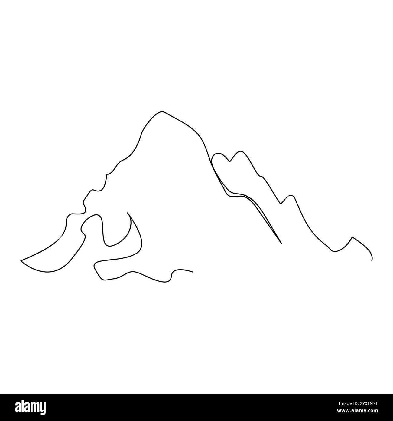 Einzelne kontinuierliche Linie Zeichnung Berge Umriss Vektor Kunst Illustration Gebirgsbereich kontinuierliche eine Linie Zeichnung einfache Linie Zeichnung von Bergen Stock Vektor