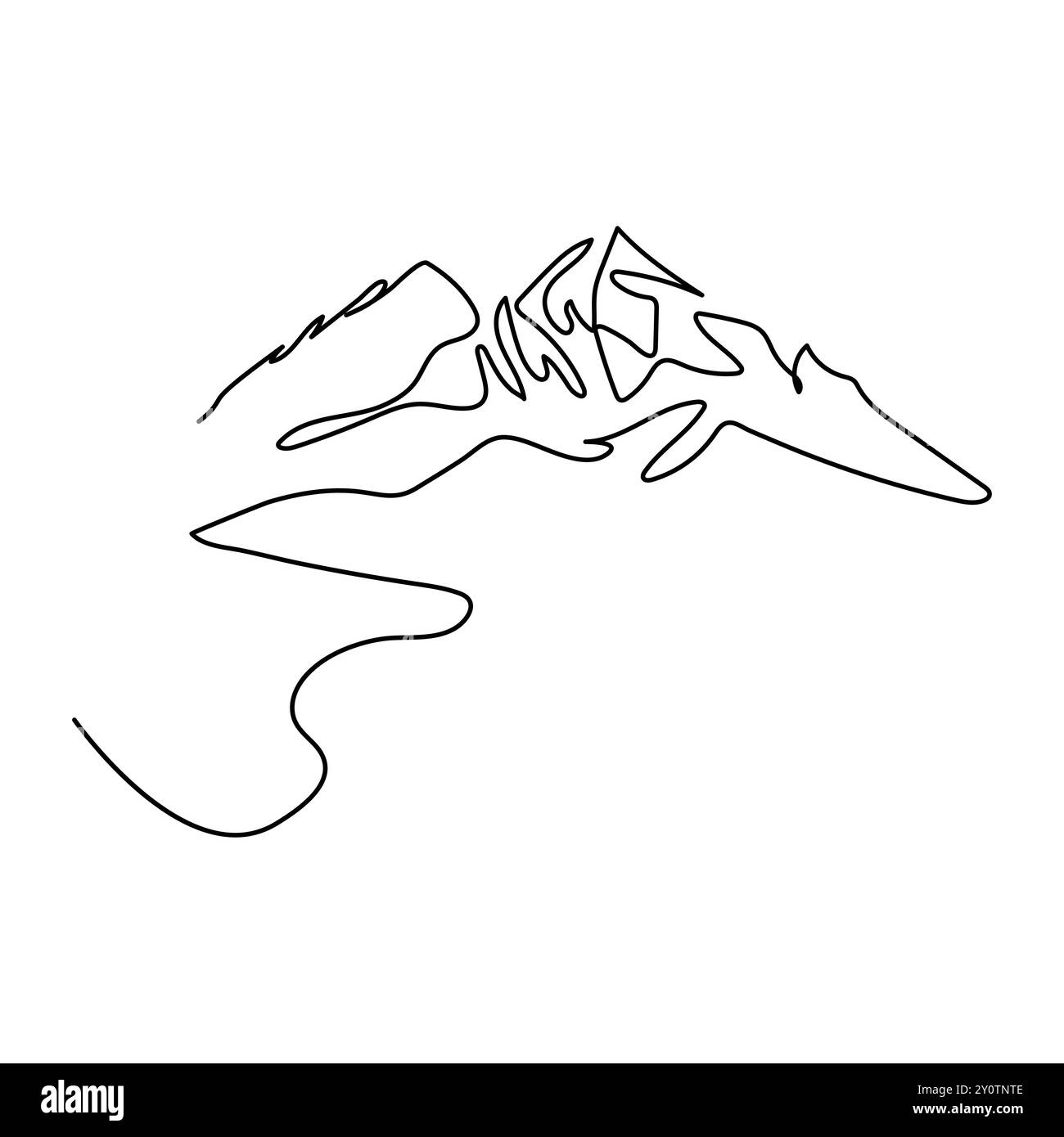 Einzelne kontinuierliche Linie Zeichnung Berge Umriss Vektor Kunst Illustration Gebirgsbereich kontinuierliche eine Linie Zeichnung einfache Linie Zeichnung von Bergen Stock Vektor