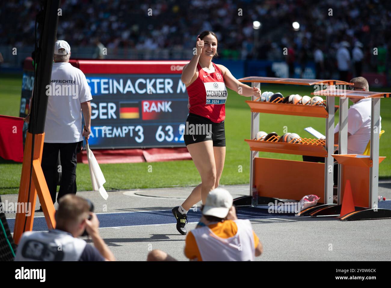 Berlin, Deutschland. September 2024. Athletics, Meeting, ISTAF: Diskuswerfen Frauen: STEINACKER Marike Out Competition. Quelle: Felix Wolf/Alamy Live News Stockfoto