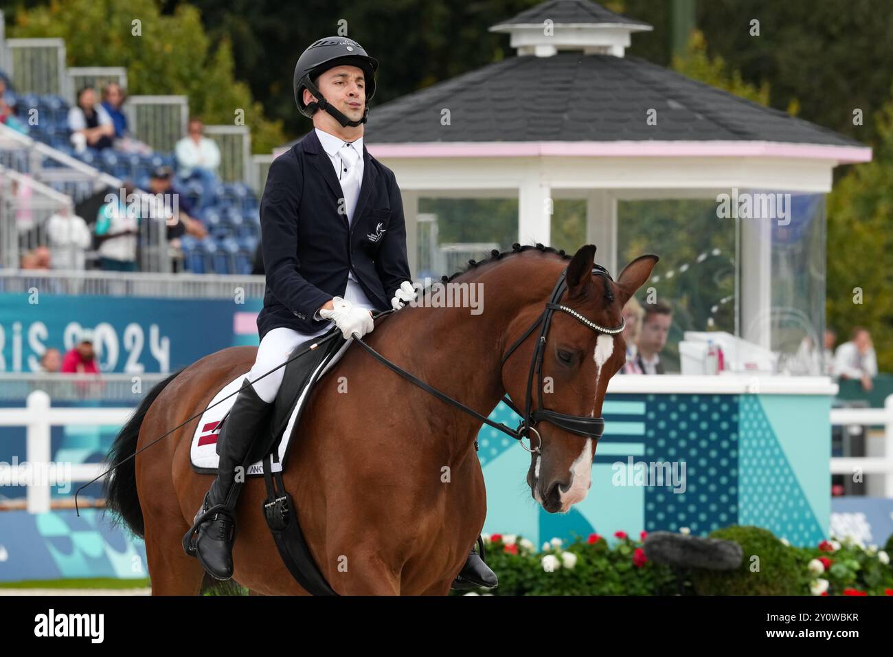 SNIKUS Rihards (LAT), 3. SEPTEMBER 2024 - Pferdesport : individuelles Ereignis der Klasse I während der Paralympischen Spiele in Paris 2024 im Chateau de Versailles in Versailles, Frankreich. (Foto von AFLO SPORT) Stockfoto