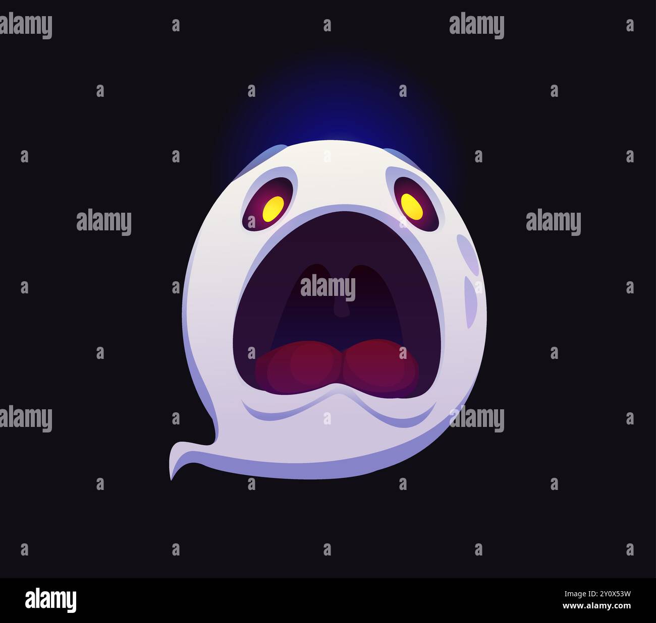 Zahl Null Halloween-Geister-Schriftart, gruselige Schriftart, Horror-böse Schriftart, gruseliges Monster-Alphabet. Isoliertes Zeichentrickvektor-Schreien Spook Phantom 0-stelliges numerisches Typografie-Zeichen für Kinder Mathematik Lernen Stock Vektor