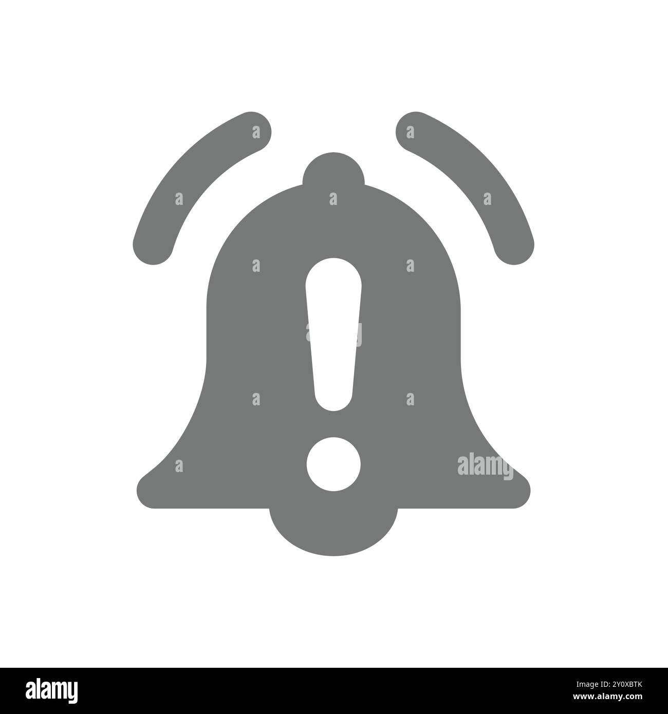 Symbol für Glockenwarnung, Fehler- und Problemvektor. Benachrichtigungsalarm mit Ausrufezeichen. Stock Vektor