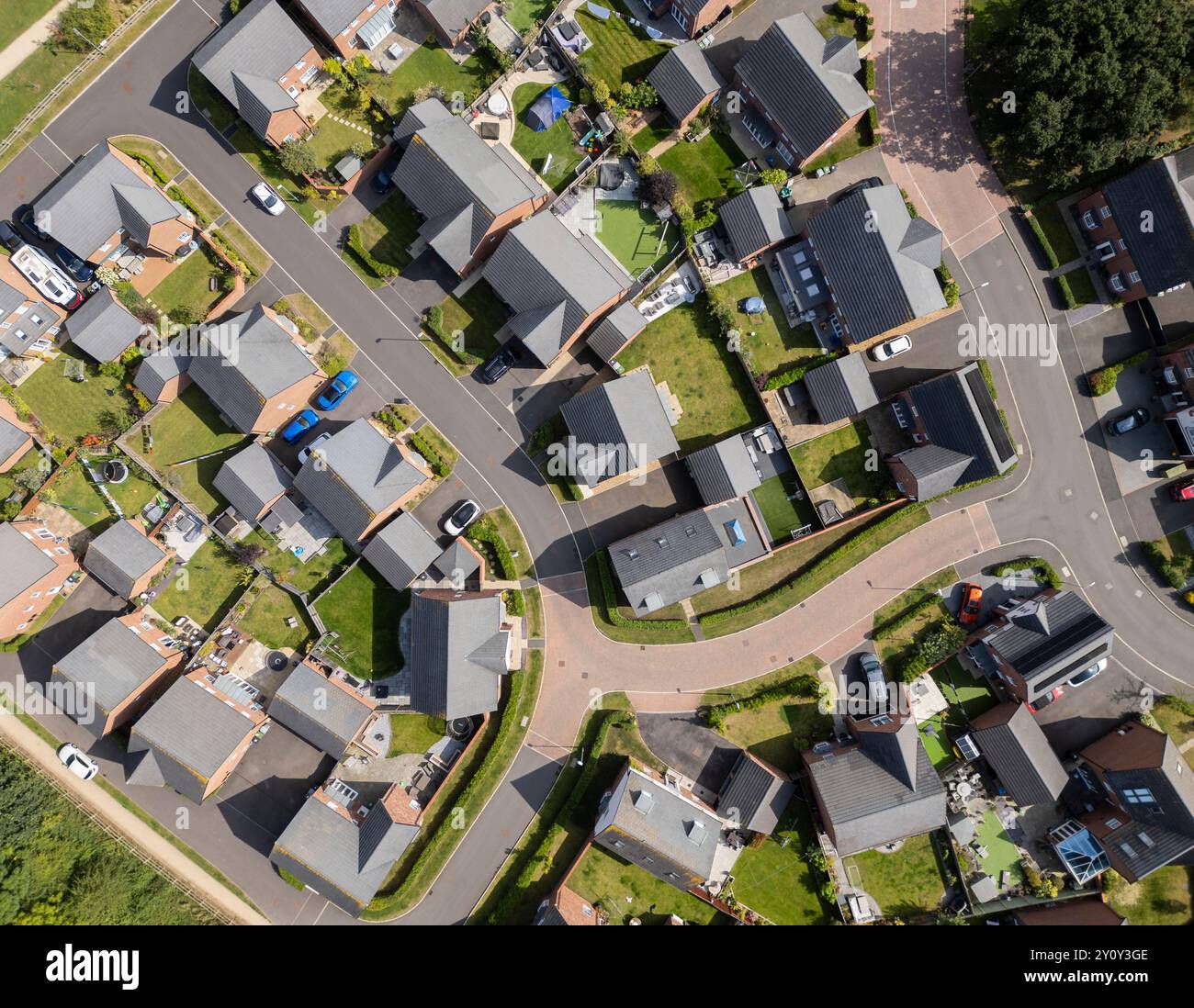 Wohnsiedlung, Nantwich, Cheshire, England, Top-Down-Antenne Stockfoto