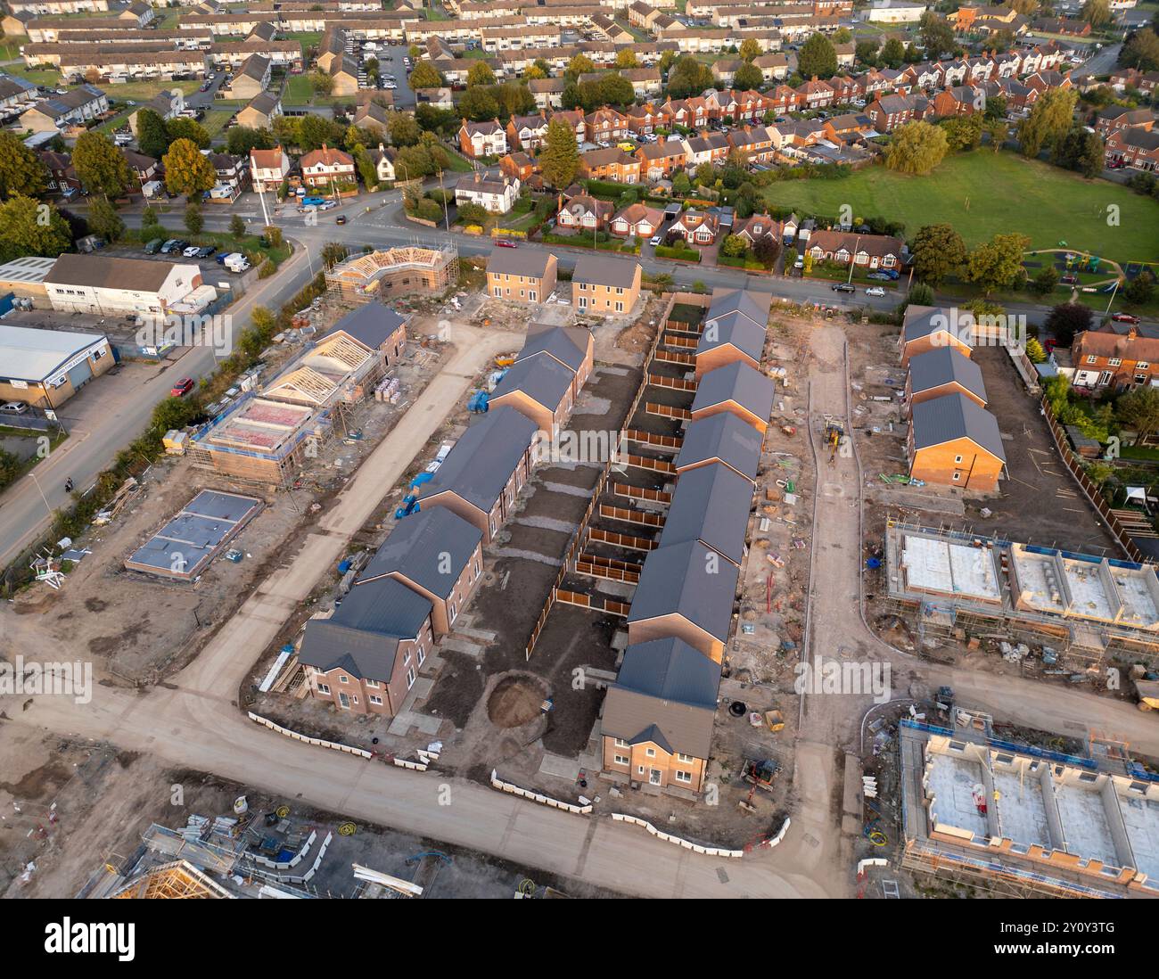 Wharton Road Neubau Wohnsiedlung, Winsford, Cheshire, England, Luftfahrt Stockfoto