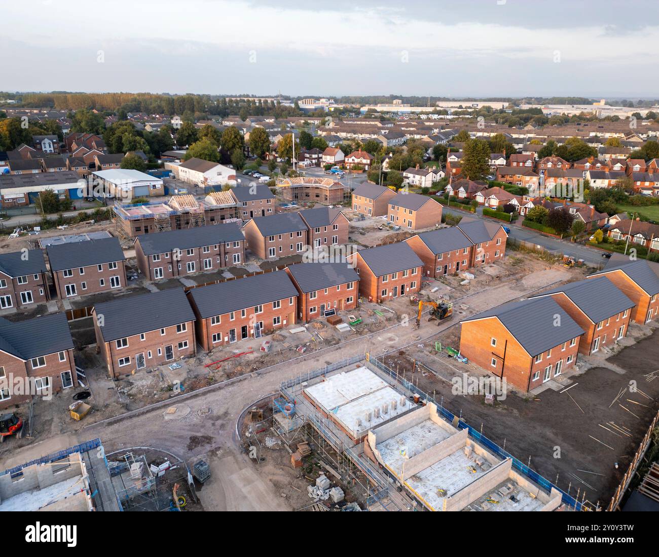 Wharton Road Neubau Wohnsiedlung, Winsford, Cheshire, England, Luftfahrt Stockfoto