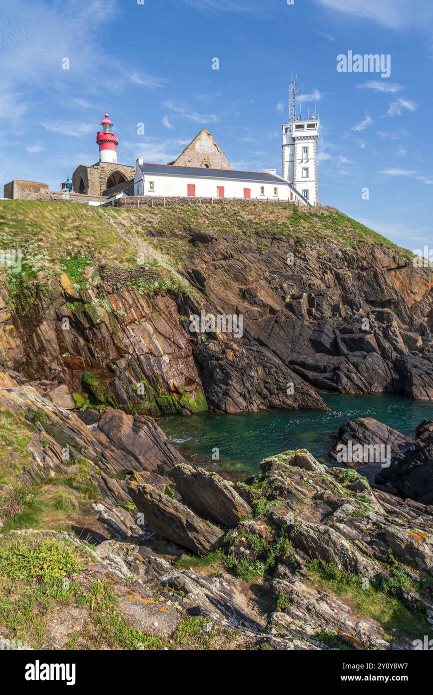 Leuchtturm Saint-Mathieu auf der Pointe Saint-Mathieu in Plougonvelin, rund um Brest Stockfoto