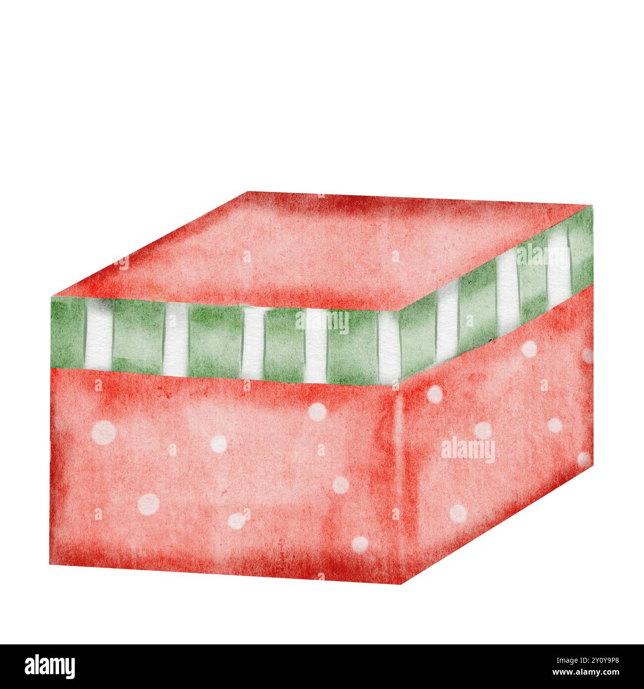 Geschenkbox Aquarell. Weihnachtsschachtel . Vintage ClipArt isoliert auf weißem Hintergrund. Zum Entwerfen von Karten und Einladungen zu Geburtstagen und Neujahr Stockfoto