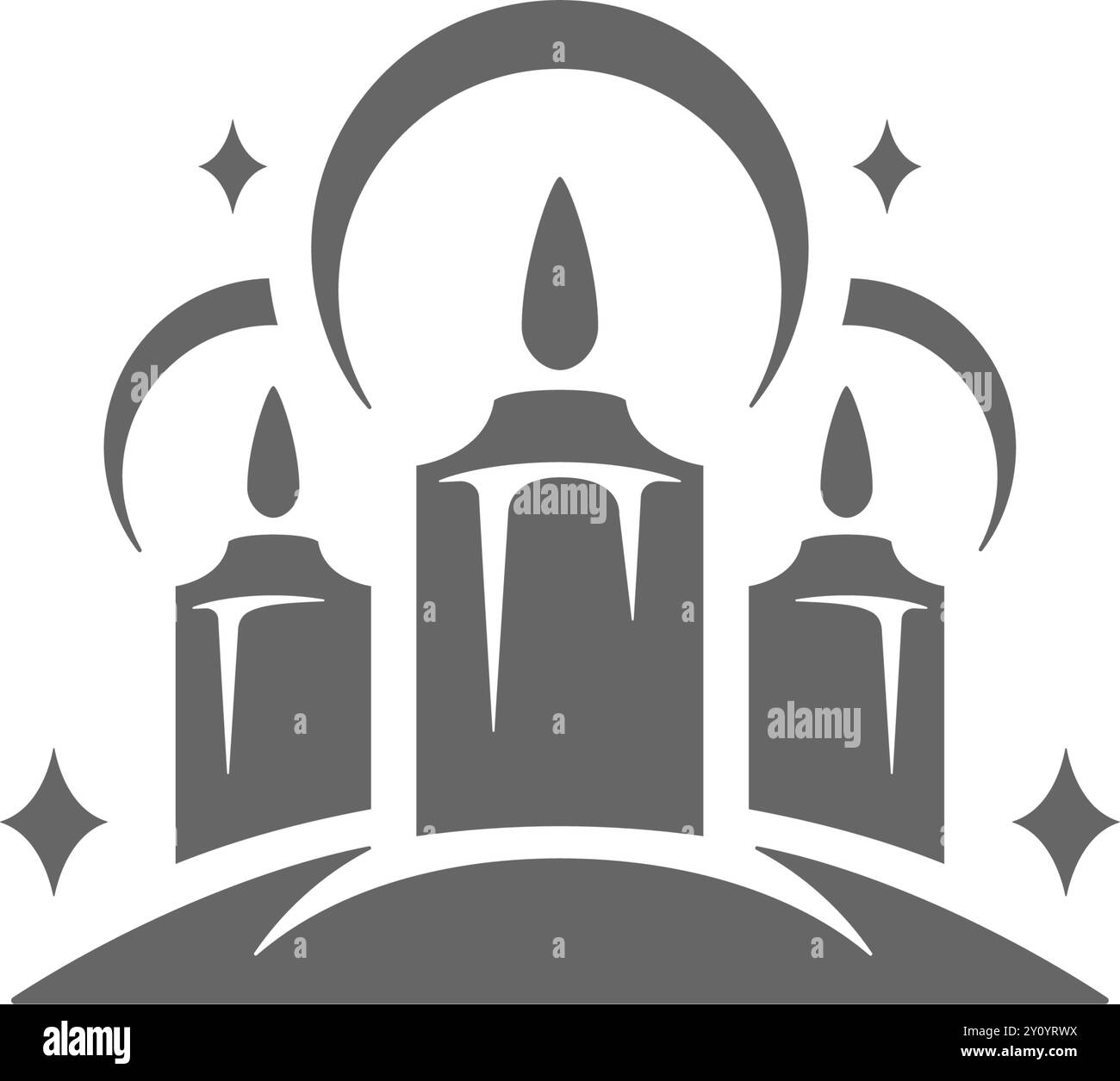 Vektor-Illustration von Silhouetten traditioneller Kerzen, die während der Feiertagsfeier am Weihnachtsabend brennen und leuchten Stock Vektor