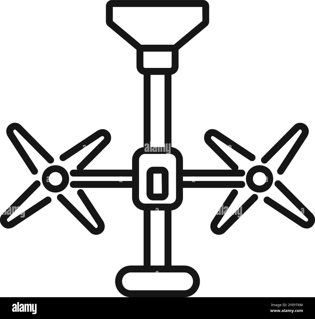 Zeilengrafik-Symbol einer doppelt wirkenden Windturbine, die saubere Energie erzeugt Stock Vektor