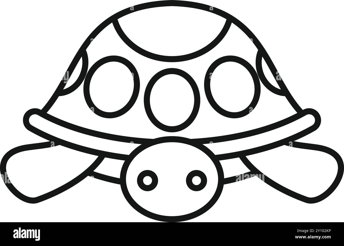 Minimalistische Strichzeichnung einer Schildkröte, die lächelt und geht Stock Vektor