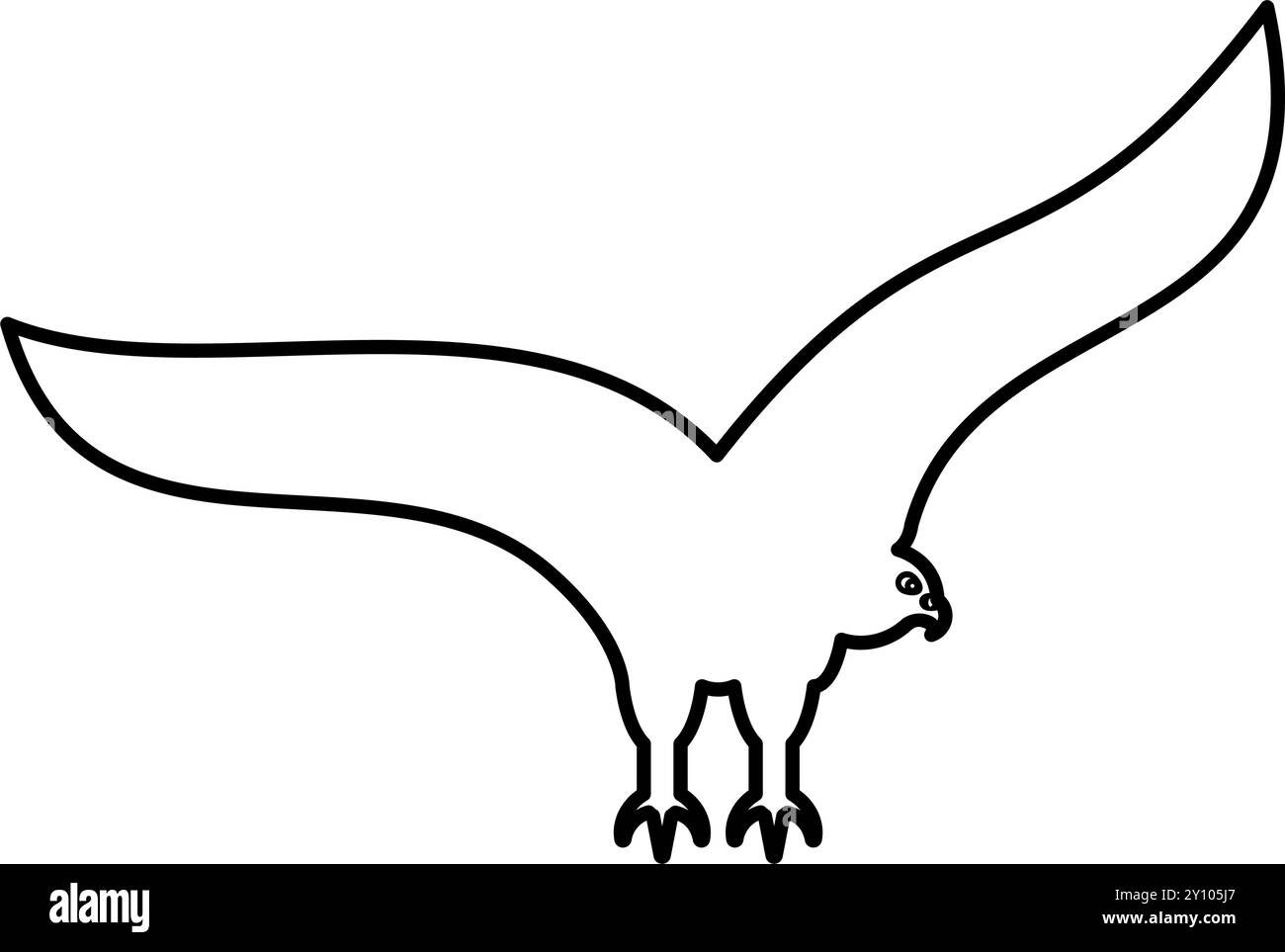 Eagle Glatze amerikanischer Vogel Silhouette Kontur Umrisslinie Symbol schwarze Farbe Vektor Illustration Bild dünn flach Stil einfach Stock Vektor