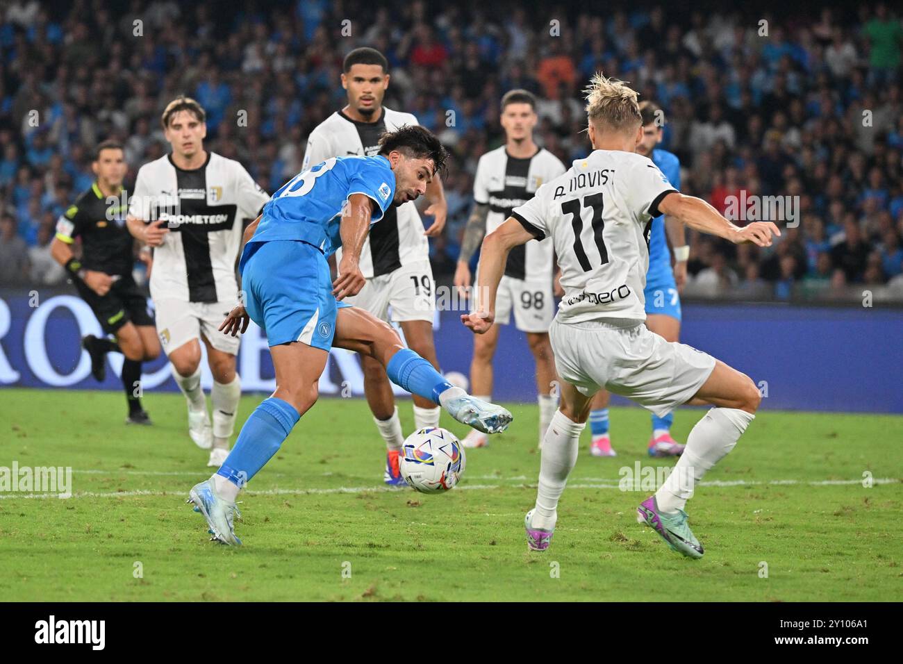 Italien, 29. märz 2024: Giovanni Simeone während des italienischen Meisterschaftsspiels der Serie A 2024-2025 zwischen Neapel und Parma im Stadion Maradona, Italien (Felice de Martino/SPP) Stockfoto