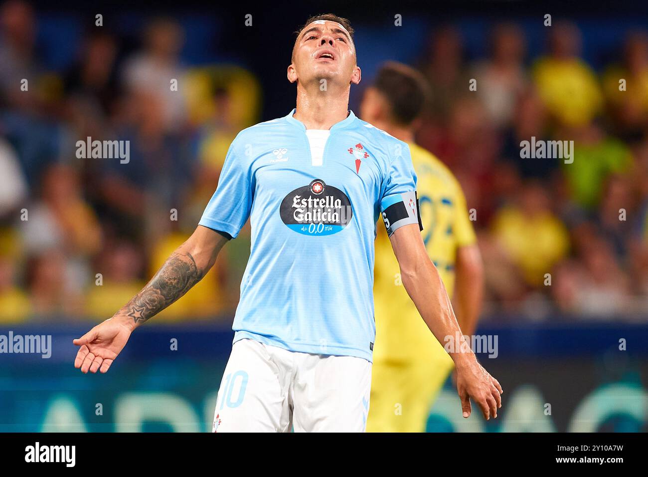 Iago Aspas von RC Celta reagiert beim La Liga Spiel zwischen Villarreal CF und RC Celta de Vigo am 26. August 2024 in Vill Stockfoto