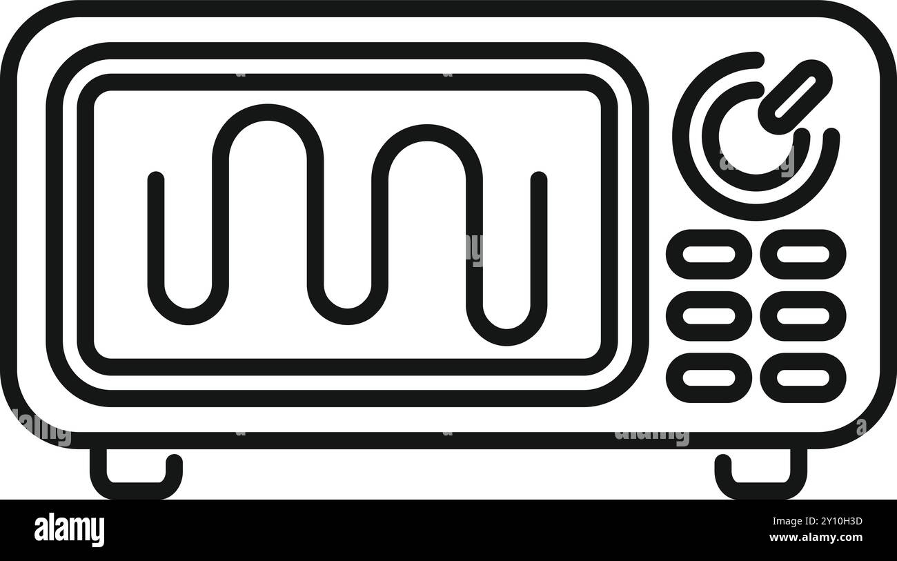 Mikrowellenherd-Symbol, schlicht schwarz, zeigt elektromagnetische Wellen im Inneren an und zeigt die Heizfunktion für Lebensmittel an Stock Vektor