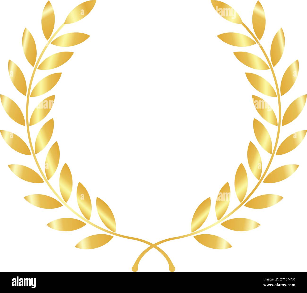 Goldene Lorbeerblätter, goldener Glanz, goldenes kreisförmiges Lorbeerblatt, Lorbeerlaub, goldener Lorbeerkranz Stock Vektor