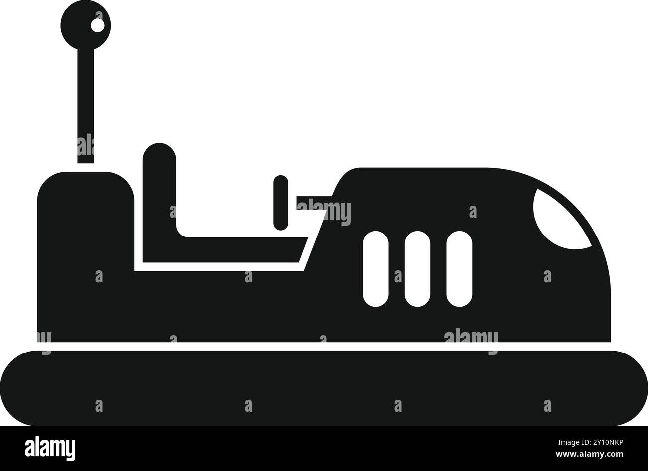 Dieses einfache schwarz-weiße Vektorsymbol repräsentiert einen Stoßfänger, perfekt für Projekte im Zusammenhang mit Vergnügungsparks und Unterhaltung Stock Vektor