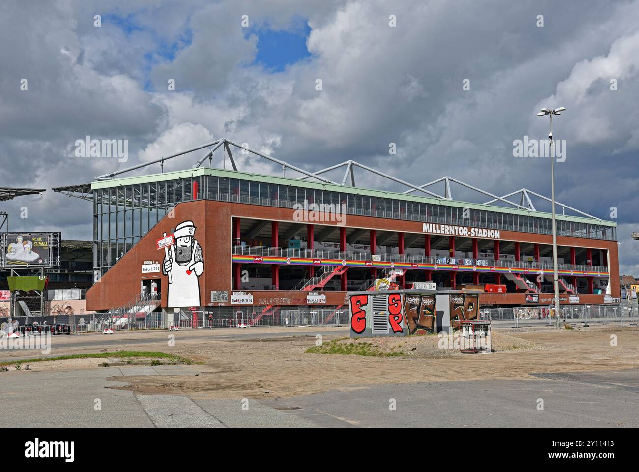 Europa, Deutschland, Hansestadt Hamburg, St. Pauli, Millerntor Stadion am Heiligengeistfeld, FC St. Pauli, gegründet 1910, Fußball, Außenansicht Stockfoto
