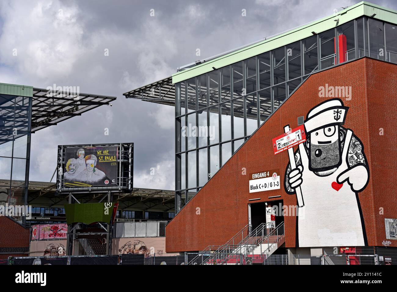 Europa, Deutschland, Hansestadt Hamburg, St. Pauli, Millerntor Stadion am Heiligengeistfeld, FC St. Pauli, gegründet 1910, Fußball, Außenansicht Stockfoto