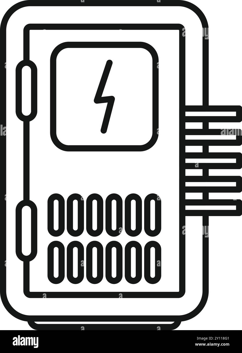 Linienzeichnung eines elektrischen Zählers zur Messung des Stromverbrauchs Stock Vektor