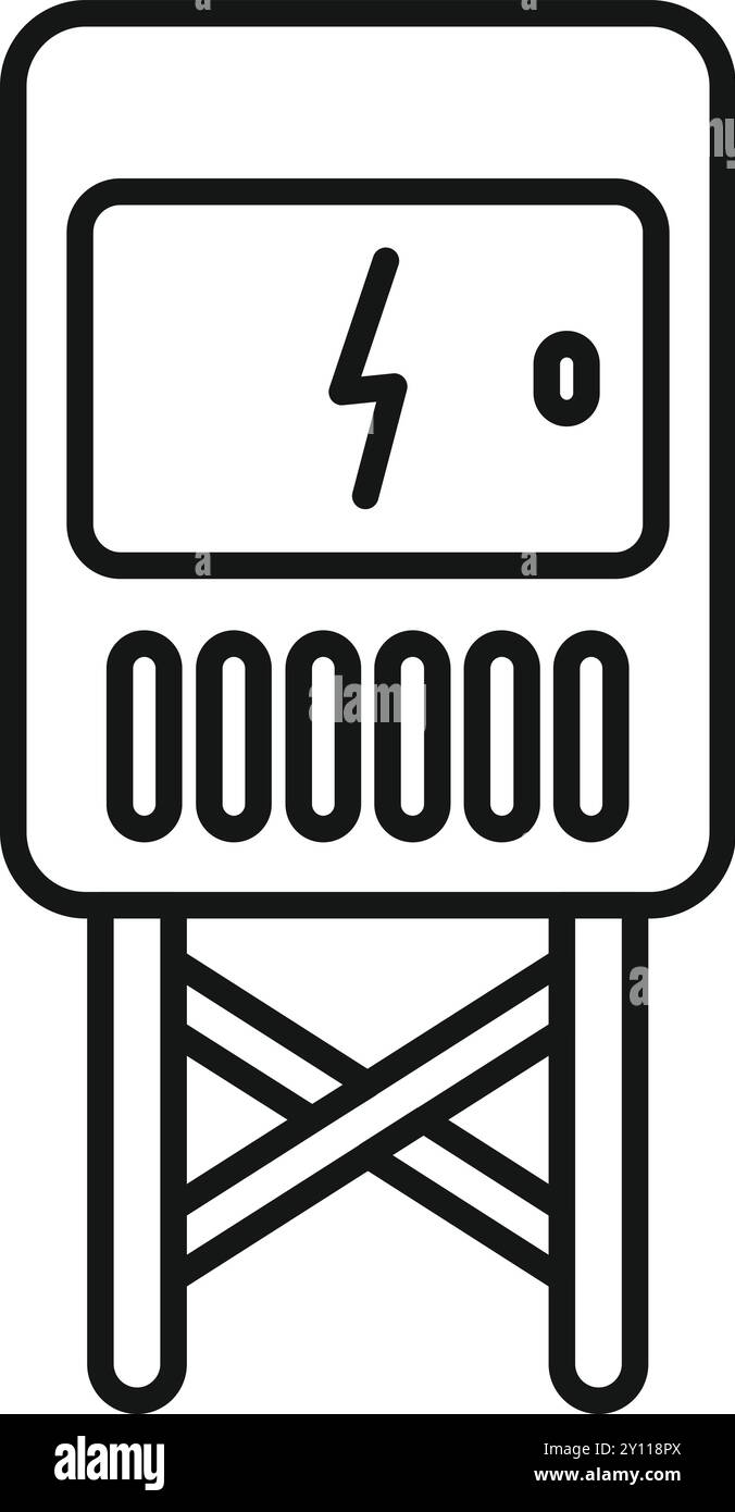 Liniensymbol eines elektrischen Zählers, das konzeptionell die Messung des Stromverbrauchs darstellt Stock Vektor