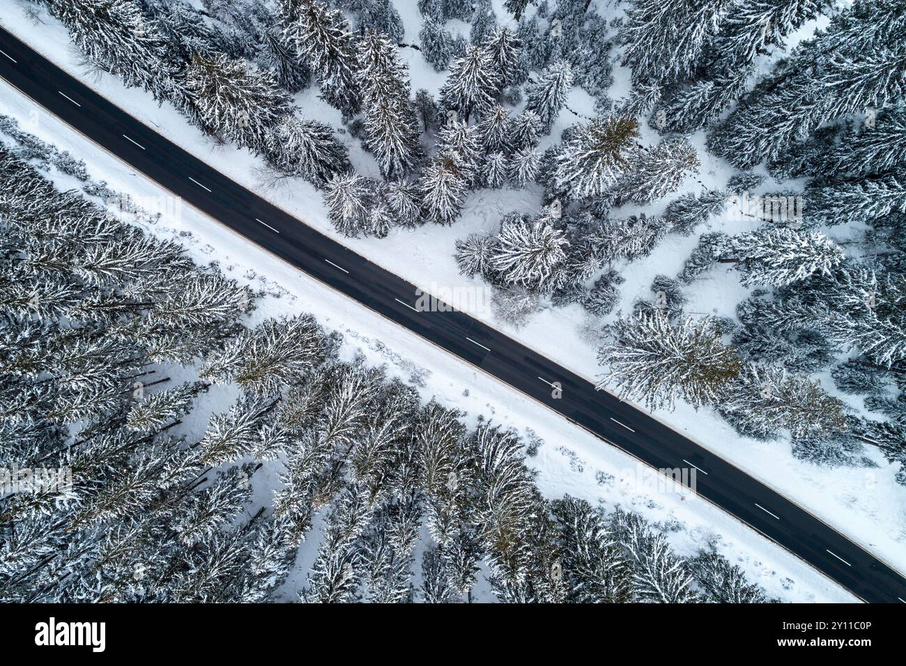 Winter, Blick aus der Luft, Berg, Wald, Harz, Hochharz, Sachsen-Anhalt, Deutschland, Europa Stockfoto